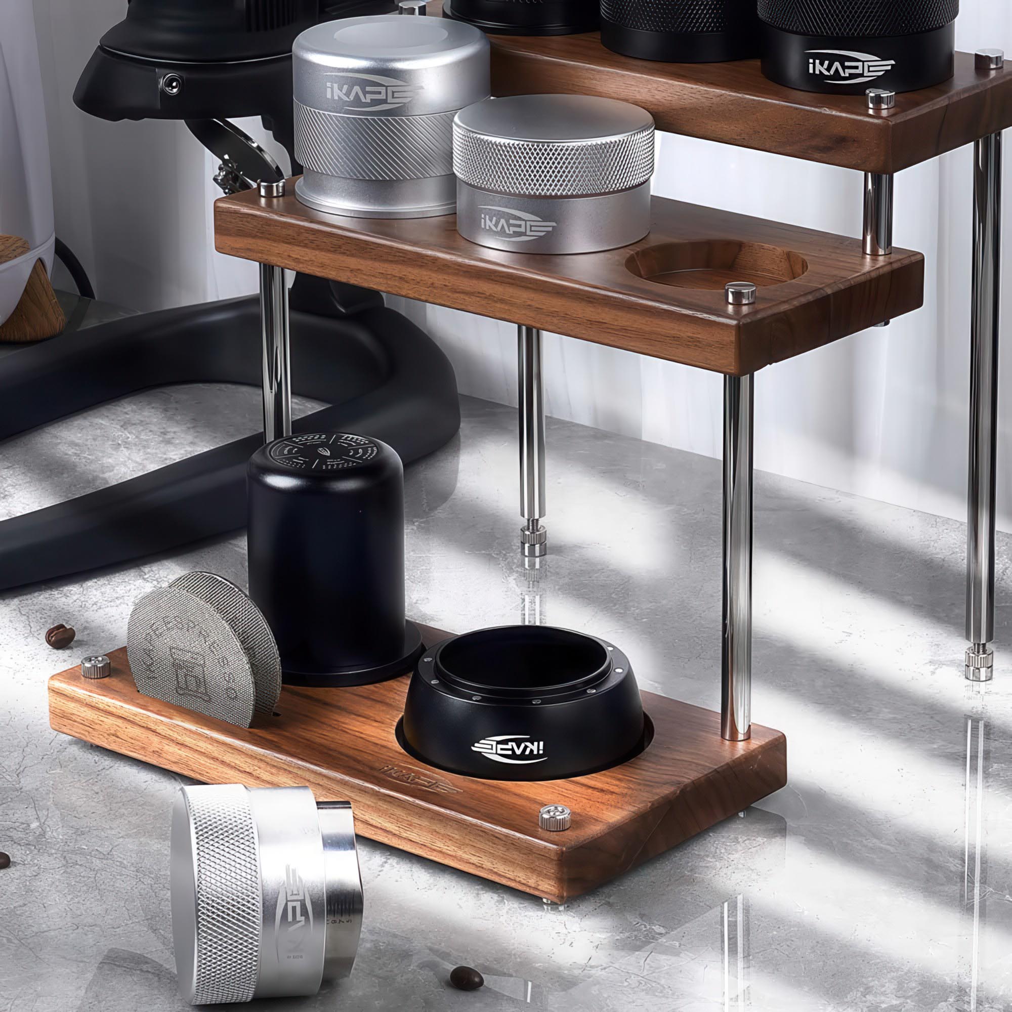 Walnut Espresso Station Organizer – Multi-Tier Coffee Bar Storage