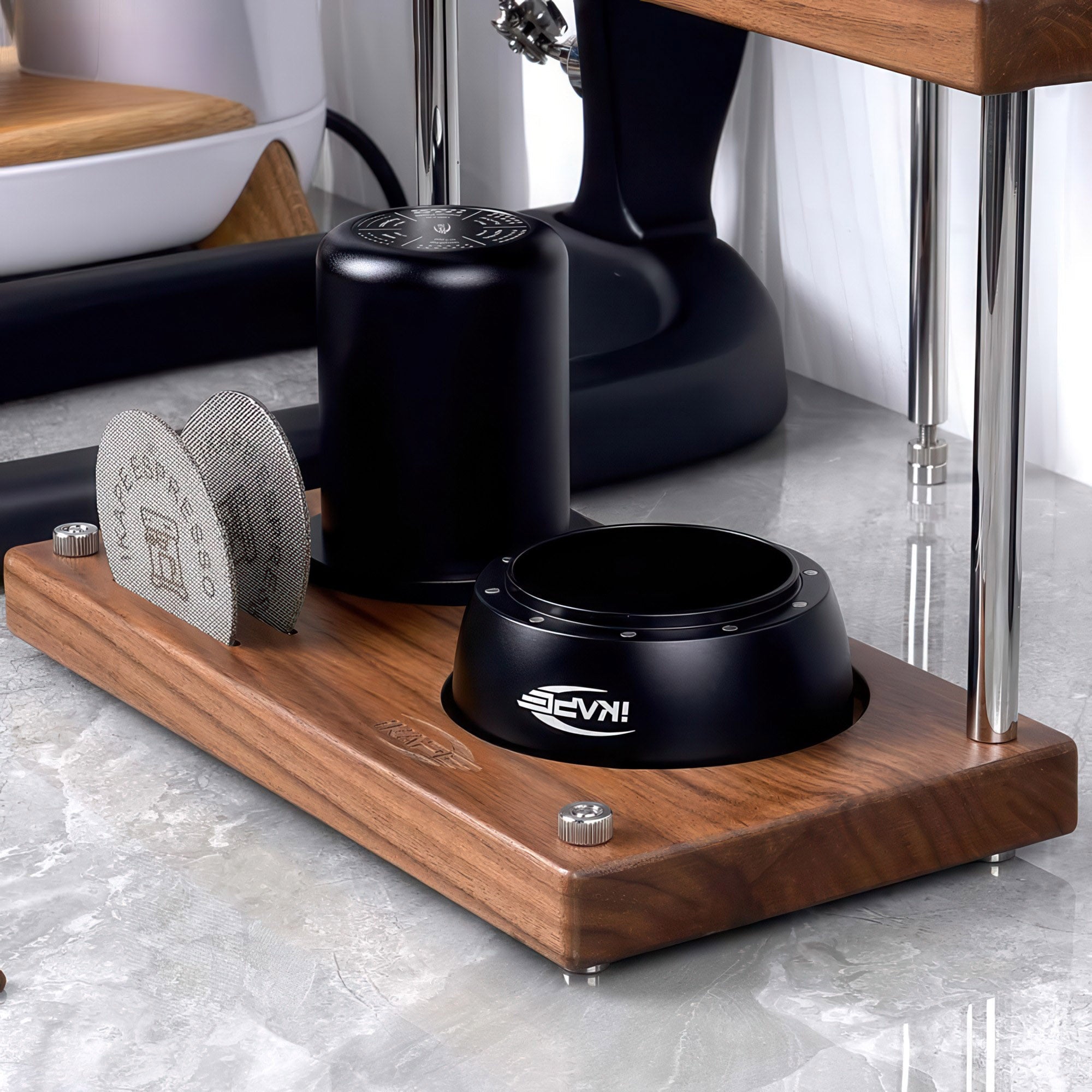 Walnut Espresso Station Organizer – Multi-Tier Coffee Bar Storage