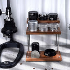 Walnut Espresso Station Organizer – Multi-Tier Coffee Bar Storage