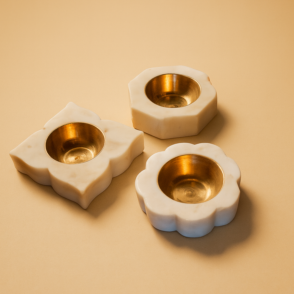 Banswara Marble Candleholder Trio