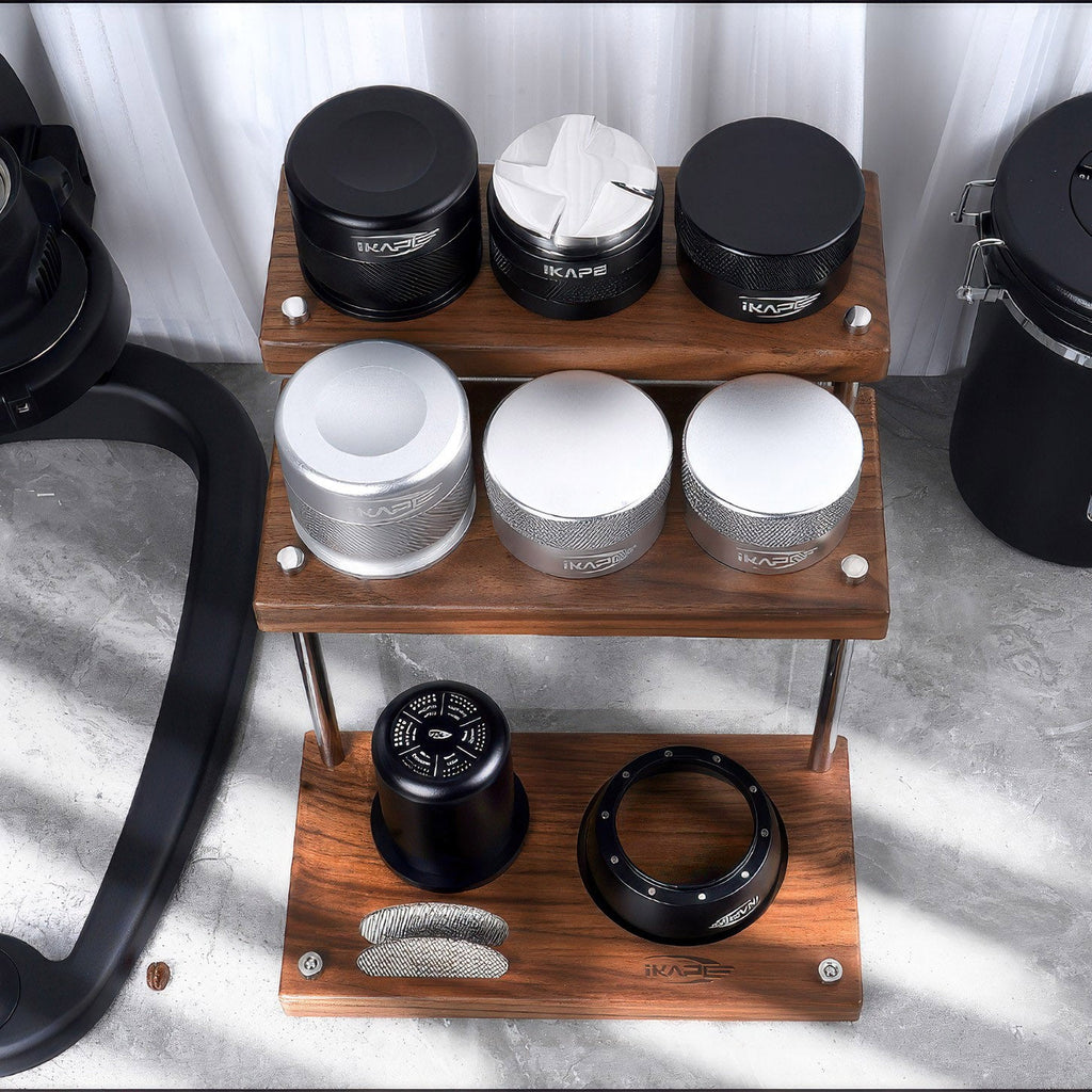 Walnut Espresso Station Organizer – Multi-Tier Coffee Bar Storage