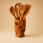 The Artisan Olive Wood Utensil Collection – Six-Piece Hand-Carved Set