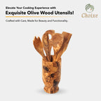 The Artisan Olive Wood Utensil Collection – Six-Piece Hand-Carved Set
