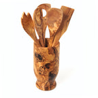 The Artisan Olive Wood Utensil Collection – Six-Piece Hand-Carved Set